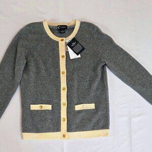 NWT Bloomingdales 2-Ply Cashmere Cardigan - Light Gray - Size M
